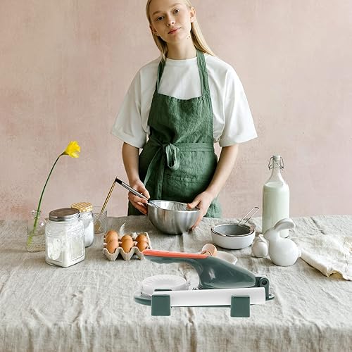 Miniatura 2 de DOITOOL Prensa para albóndigas, 1 juego de envoltorios manuales, moldes de cocina para masa de tortilla, pasta, pierogi, pelmeni, moldes verdes, 9.4