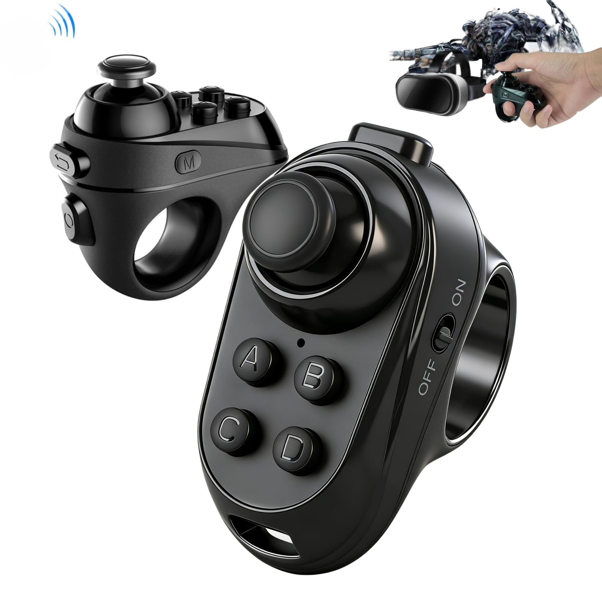 Ouitble Controlador remoto Bluetooth VR Gamepad inalámbrico Joystick para tableta Smartphone Selfie Cambio de página Diseño ergonómico Amplia compatibilidad Control multifuncional