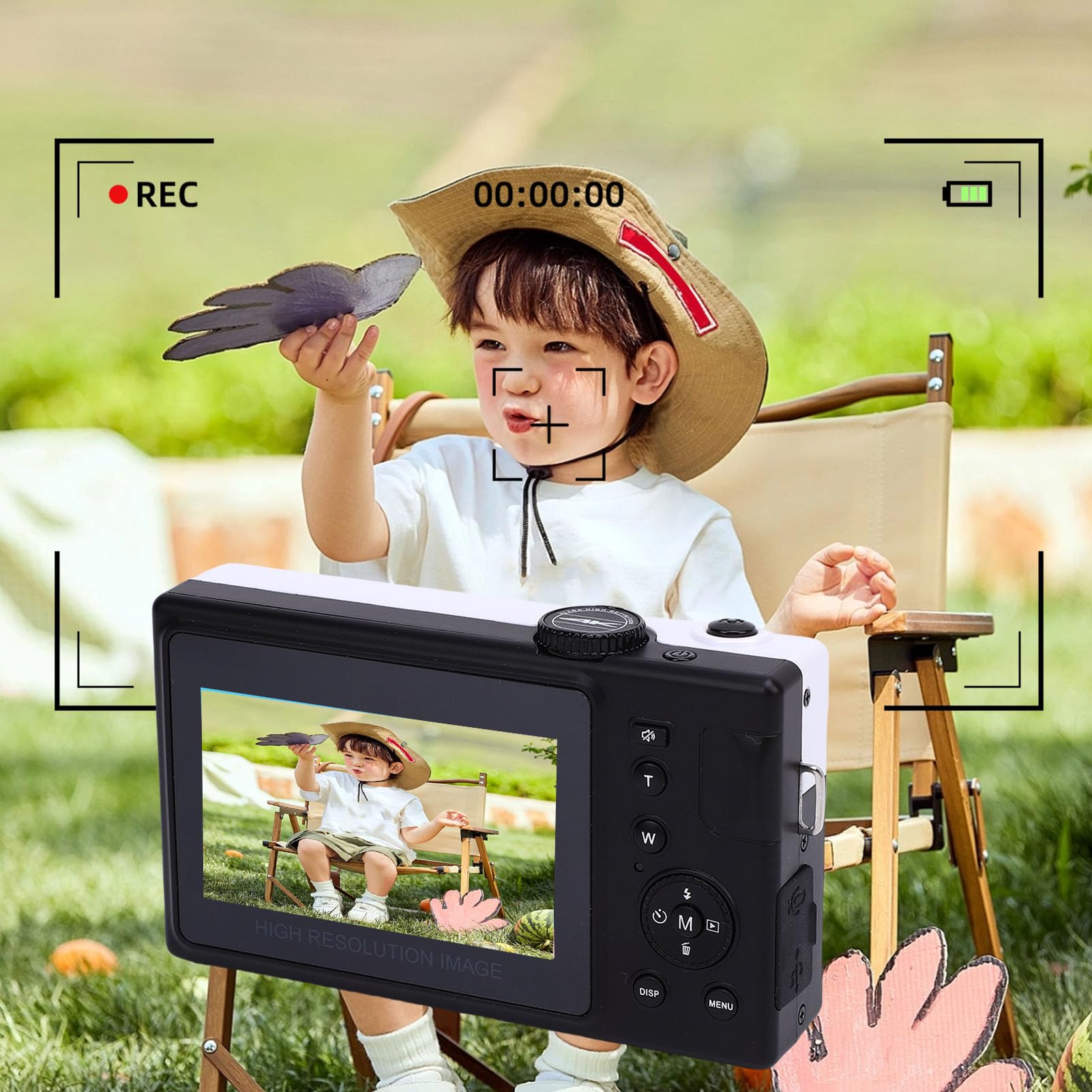 ASHATA Videocamera per Fotocamera Digitale da 64 MP per Fotografia, Videocamere per Riprese, 10 Filtri, Torcia Anteriore, Autofocus, Touch Screen da 3 ", Digicam Vlog per Principianti (nero bianco)
