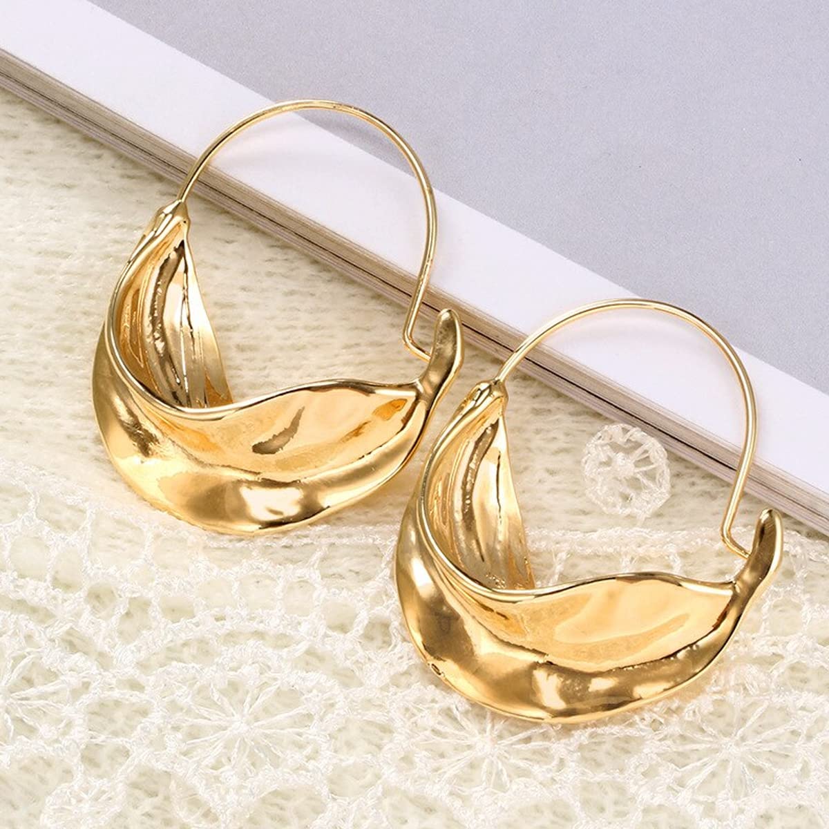 Toned Twisted Huggie Earrings, Chic