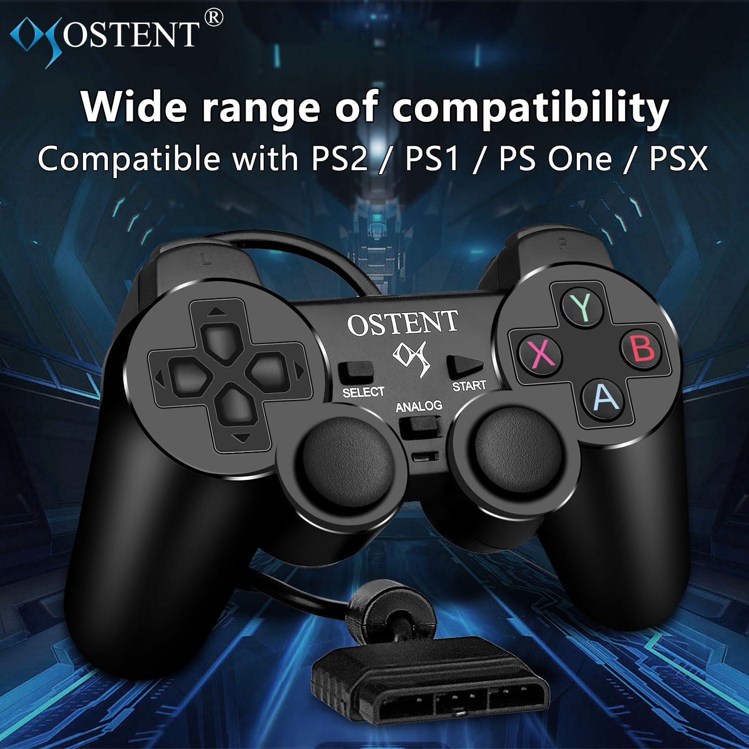 OSTENT Wired Analog Controller Gamepad Joystick Joypad for Sony Playstation PS2 PS1 PS One PSX Console Dual Shock Vibration Video Games