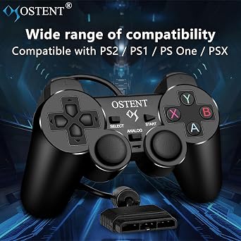 OSTENT Wired Analog Controller Gamepad Joystick Joypad for Sony Playstation PS2 PS1 PS One PSX Console Dual Shock Vibration Video Games