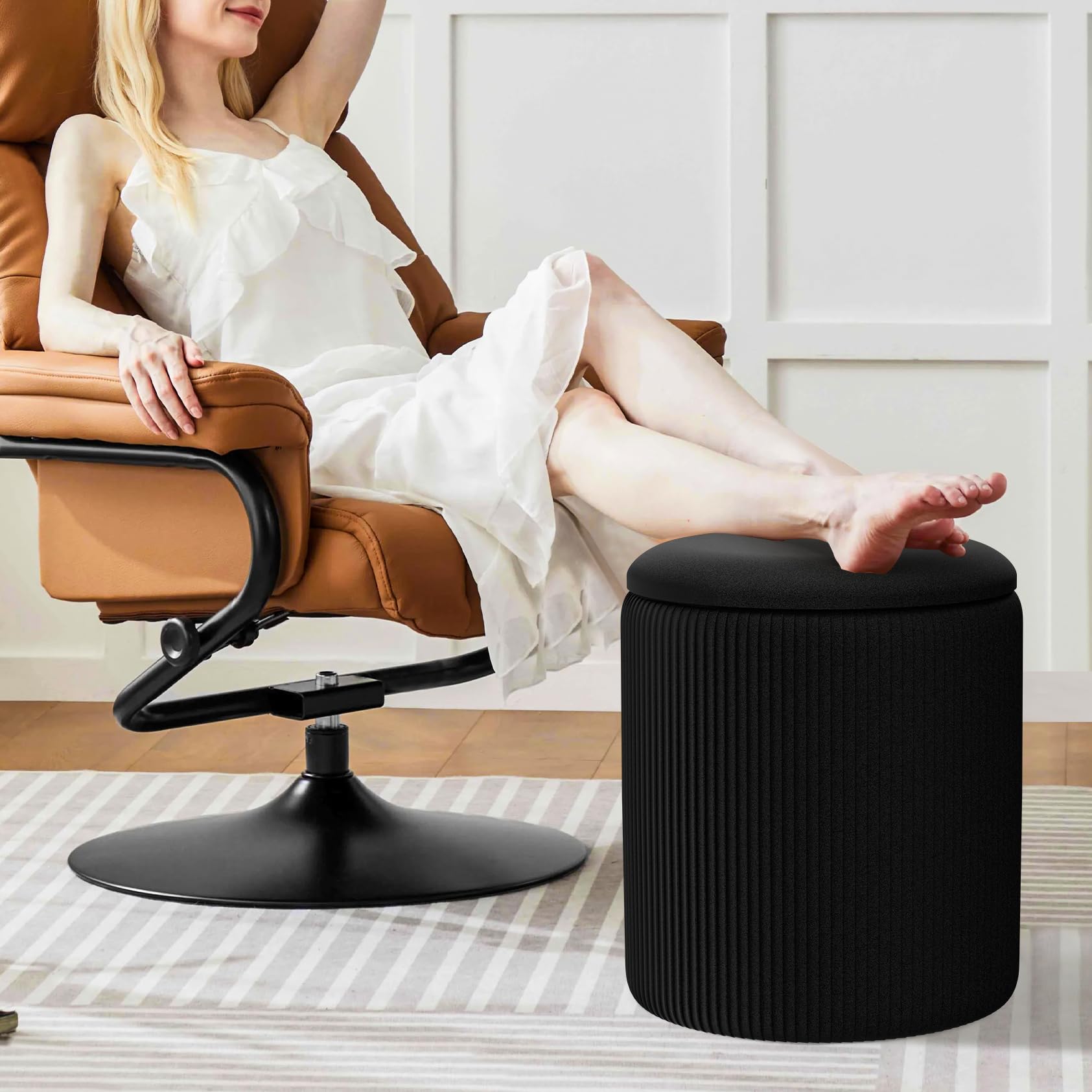 円形ベルベット収納オットマン2個セット 耐荷重150KG スツール 椅子 布張り Amazon｜IPOW 丸型 収納 オットマン 2個セット ベルベット 収納