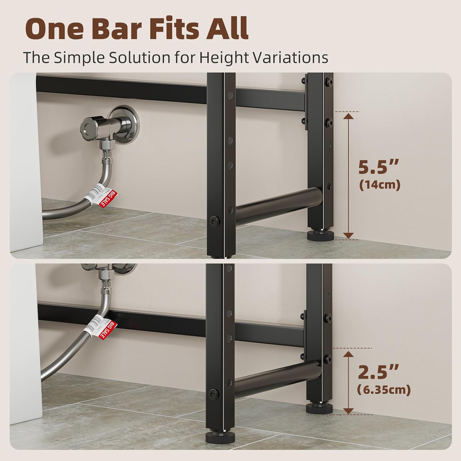 Over The Toilet Storage Rack, 4 Tier Over Toilet Shelf with Adjustable Feet, Freestanding Bathroom Organizer with Wooden Shelves, Hooks, Paper Holder, Vintage Brown