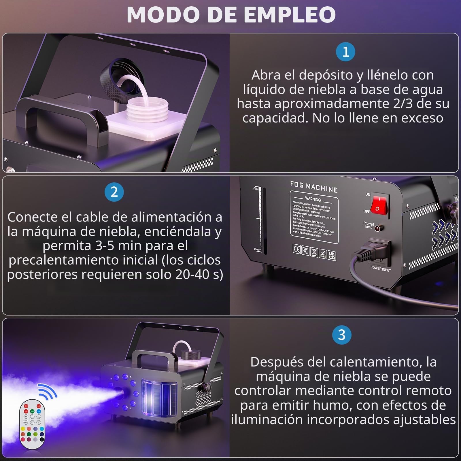 1200W Máquina de Humo, Máquina de niebla de con efecto de bola mágica y 9 LEDs RGB, 4 modos dinámicos + 14 colores de ambiente estáticos, control remoto inalámbrico, para DJ, Halloween,eventos en esce