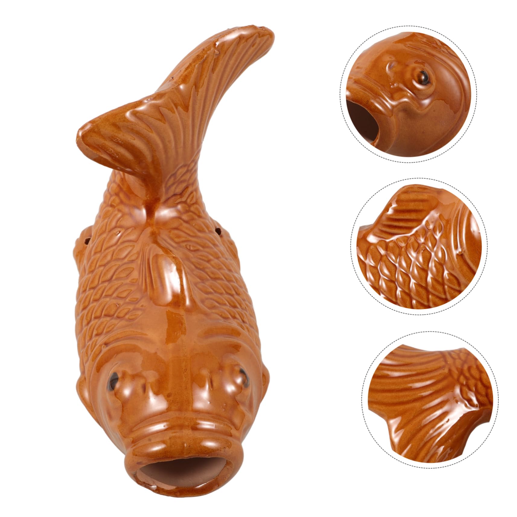 Cabilock Fontana Decorativa Ceramica con Spout Pesce per Giardino e Balcone Accessorio per Circolazione Stile Naturale per Piante e Laghetti