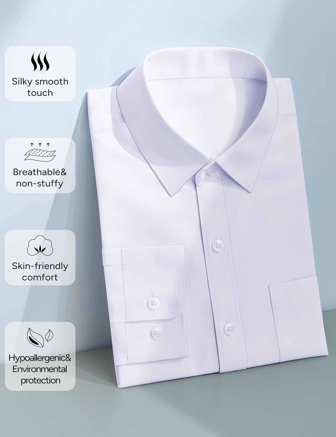 Marvelous World Boys' Long Sleeve Dress Shirt, Casual & Formal Kids Dress Shirt, Button Down Cuff with Chest Pocket - Image 4