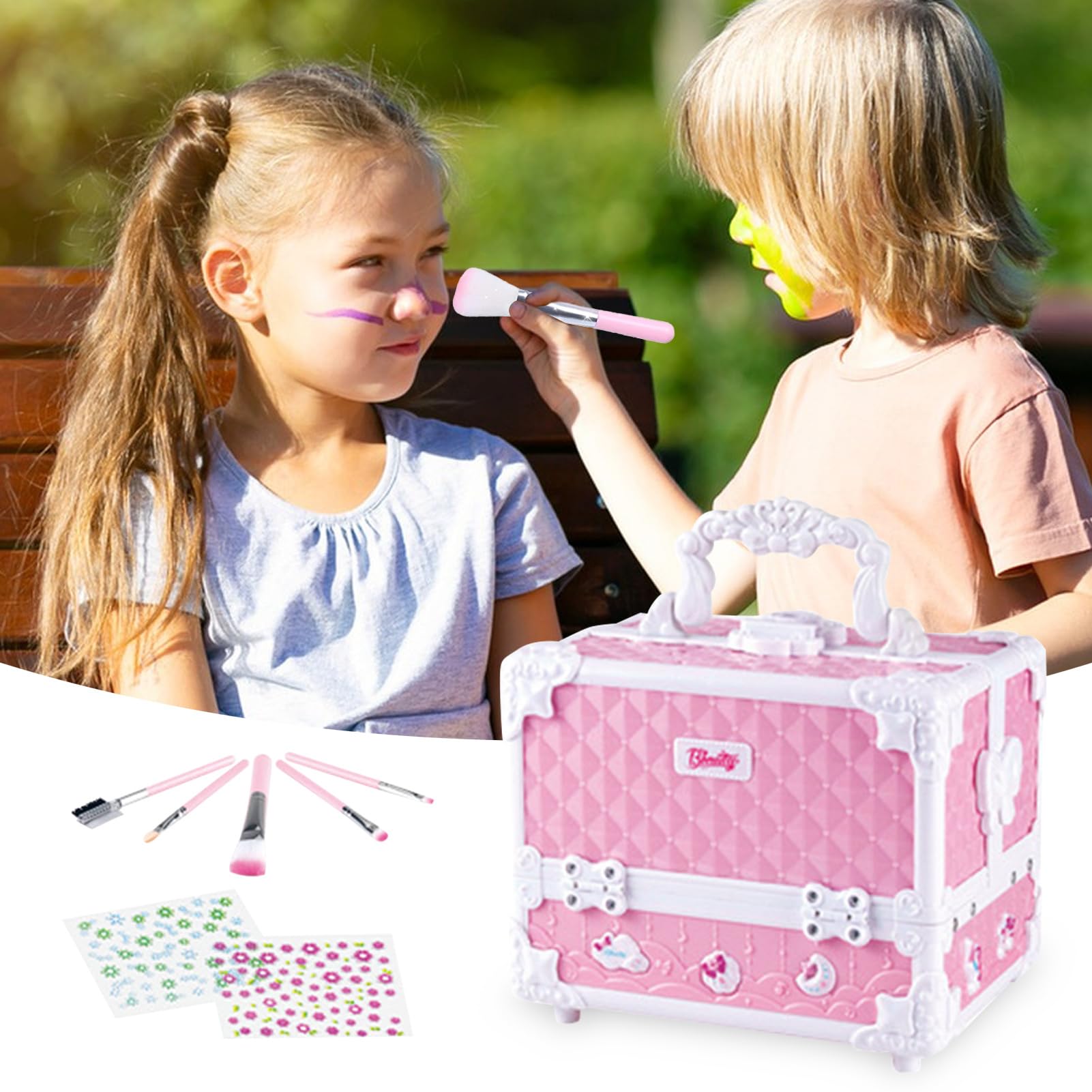 Borsa per cosmetici per ragazze – Trucco delicato e non tossico | di bellezza lavabili con acqua | Ideale per regali e svago, creativo ed educativo, set completo e colorato
