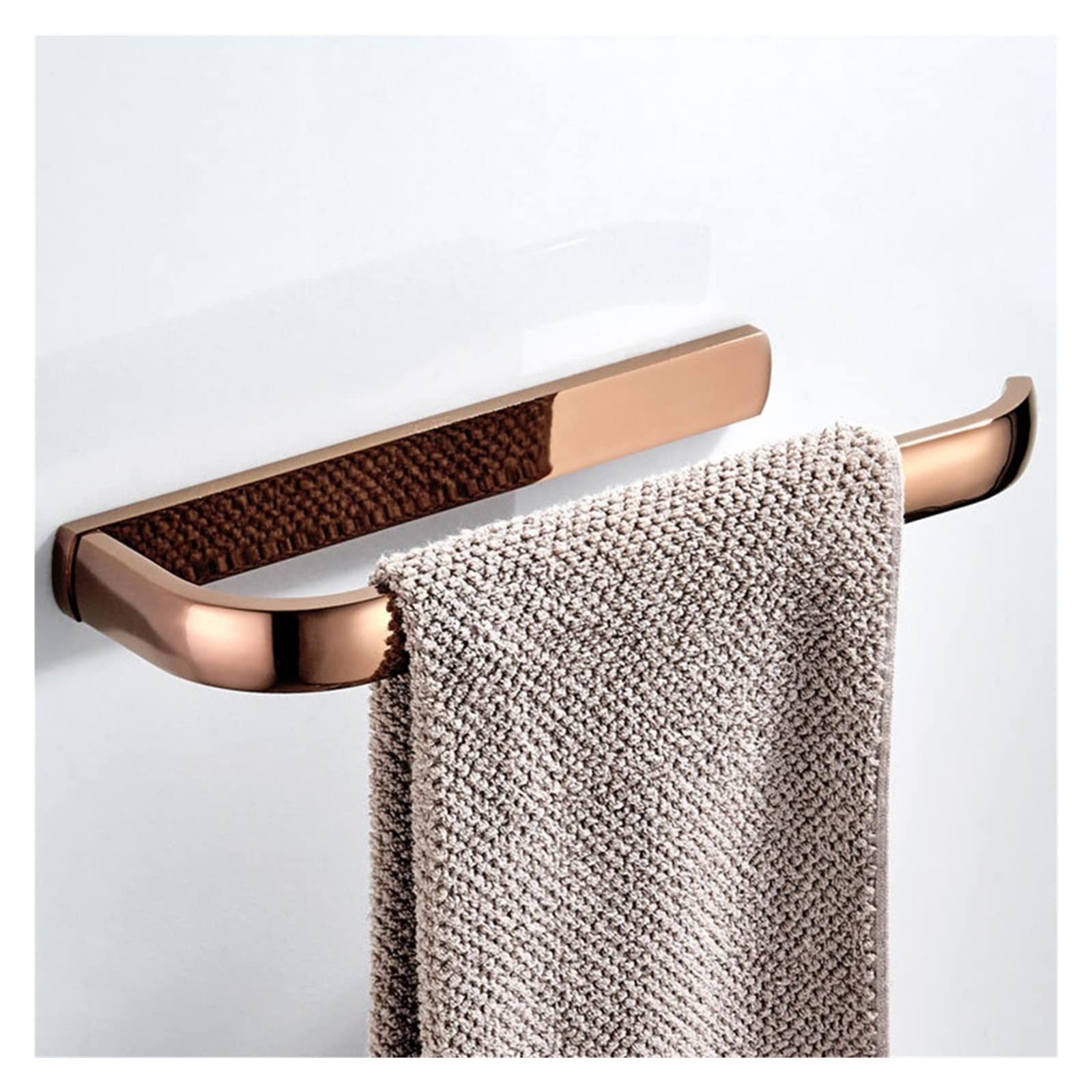 Toallero de latón Oro Rosa con Barra y Anillo 30 cm