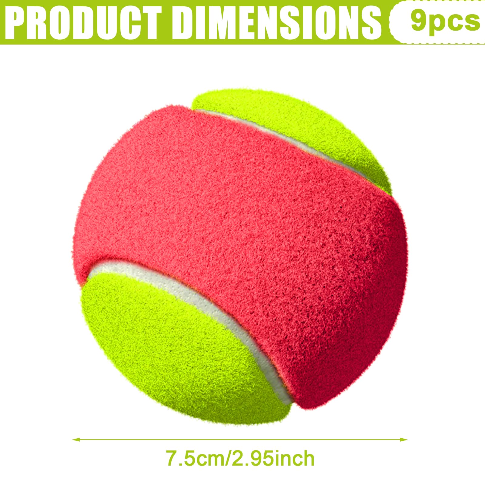 Lot de 9 balles de tennis stade 3 orange pour débutants et enfants