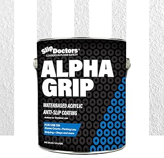 Alpha Grip Non-Slip Paint for Concrete & Asphalt – Non-Skid Coating Ideal for Striping Parking Lots, Playgrounds & Pavements (White, 1 Gallon)