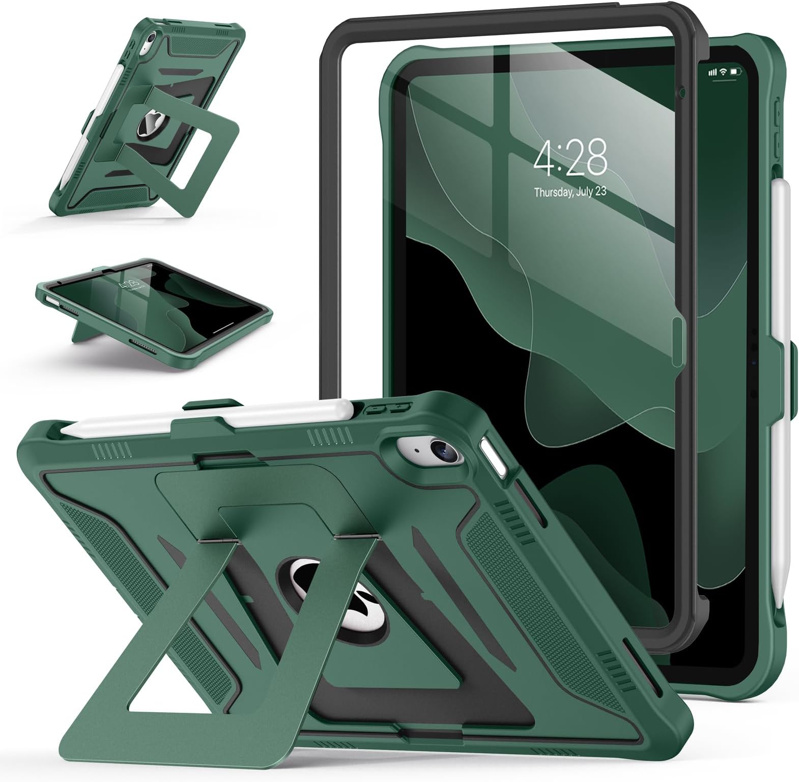 - Soke Case for iPad (A16) 11th Generation 11-Inch 2025 /10th Generation 10.9-Inch 2022, with Screen Protector and Multi-Angle Kickstand, Rugged Full Body Heavy Duty Protective Cover - Black Green
