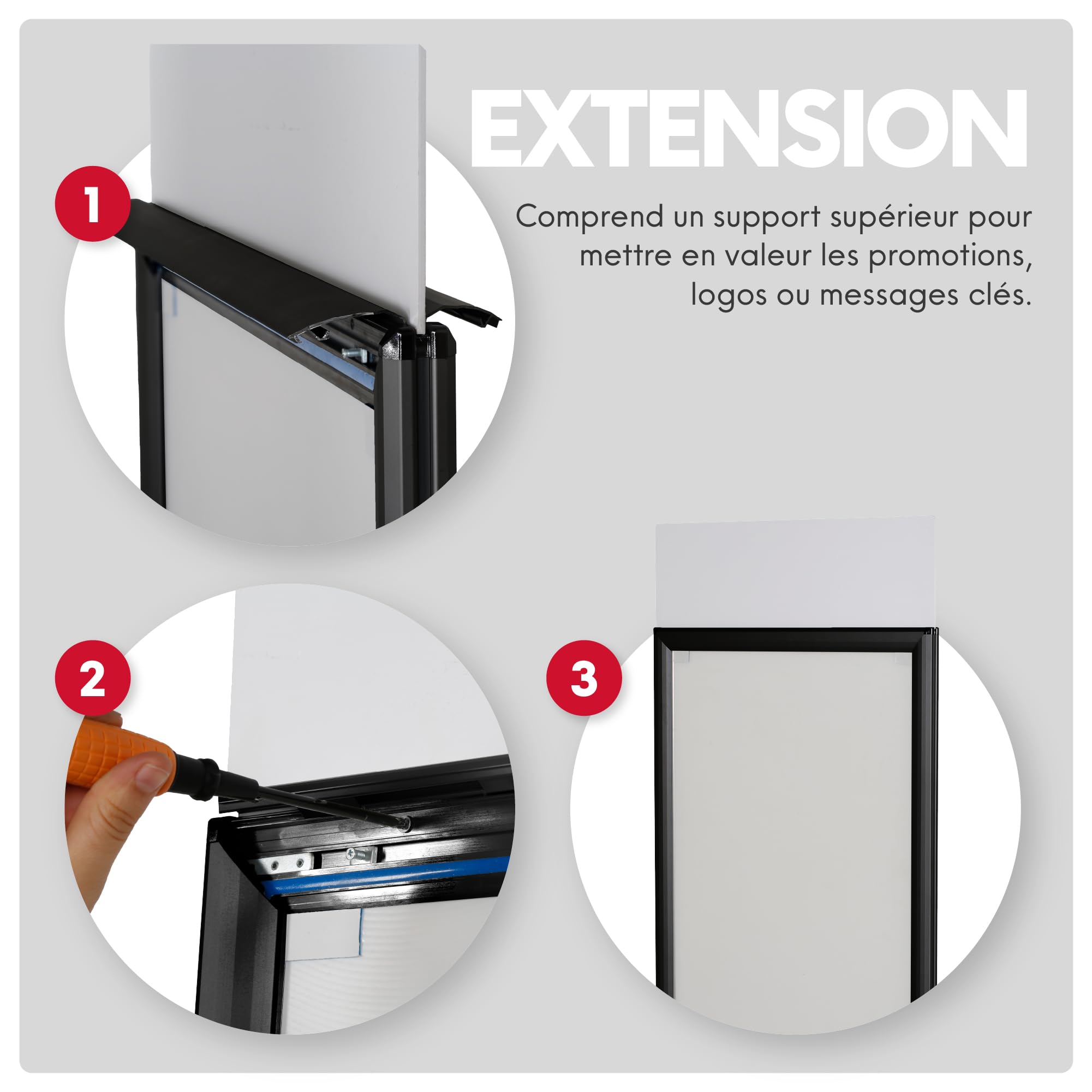 Stop Trottoir - Chevalet Publicitaire en Trottoir pour Extérieur, Cadre Clic en Aluminium 44 mm, Affichage Recto-Verso, Format A0, Couleur Noir - Idéal pour Extérieur et Intérieur