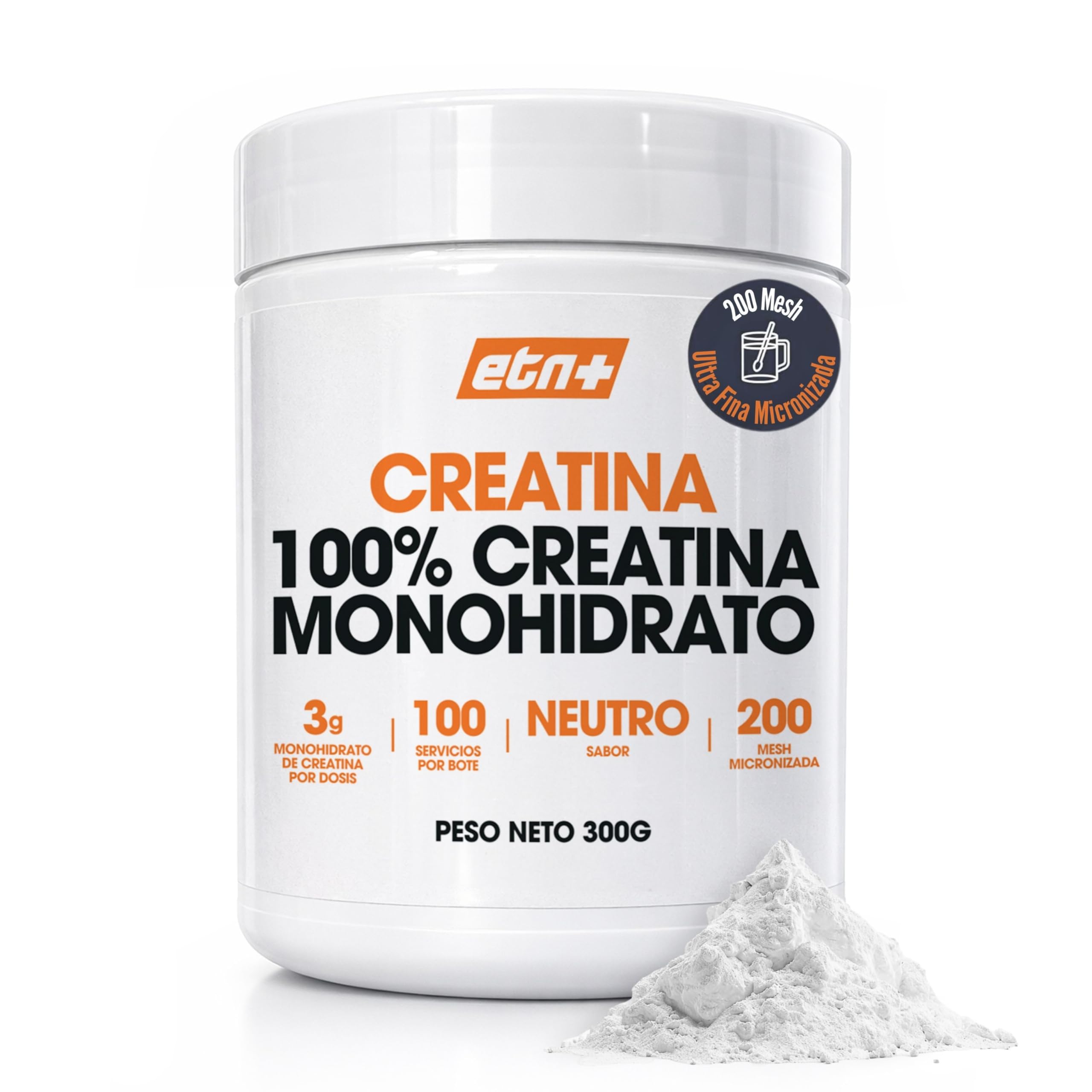 ETN+ Creatina Monohidrato 100% Micronizada 500 g | Creatina Pura 200 Mesh | 3 g por Dosis 166 Servicios| Vegana Sin Gluten Sin Azucar | Incluye Dosificador | Sin Sabor — view 8