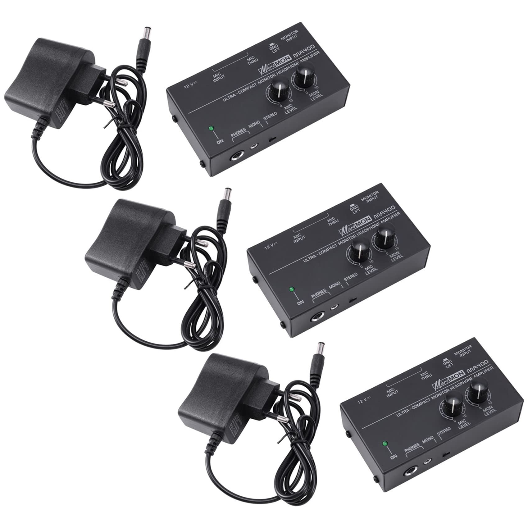 3X Ma400 Préamplificateur de Casque Préamplificateur de Microphone Préamplificateur de Casque Moniteur Personnel Mélangeur, Prise Européenne