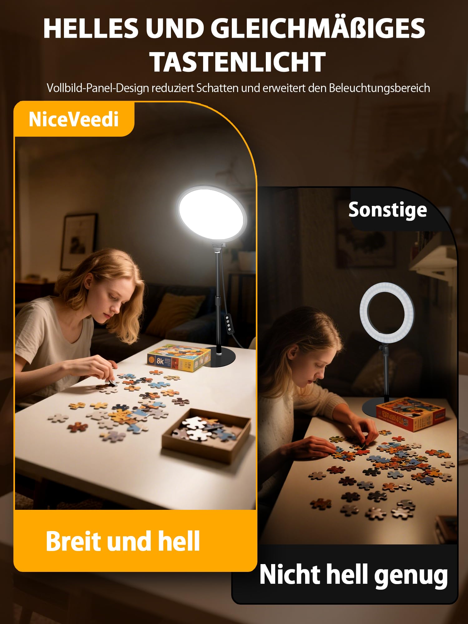 10 Zoll Desktop-Selfie-Licht für Konferenzen, 10 W dimmbares Tisch-Videolicht für Zoom-Meeting, Vollbild-Ringlicht mit Ständer & Telefonhalter für Telefon/Laptop/Computer/Mikrolandschaft