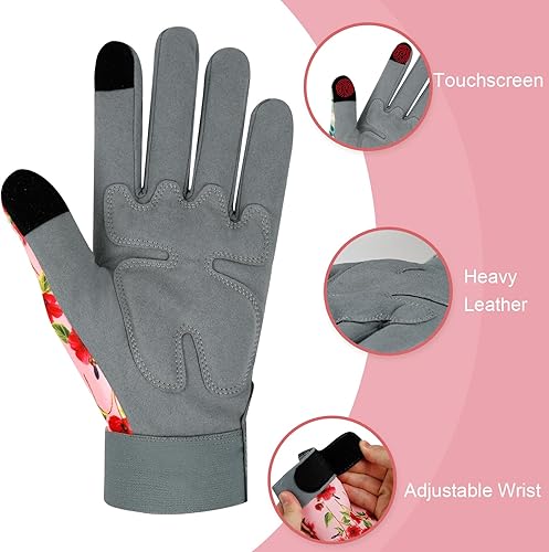 Miniatura 2 de Guantes de jardinería para mujer, de cuero resistente, a prueba de espinas, guantes de trabajo para mujer