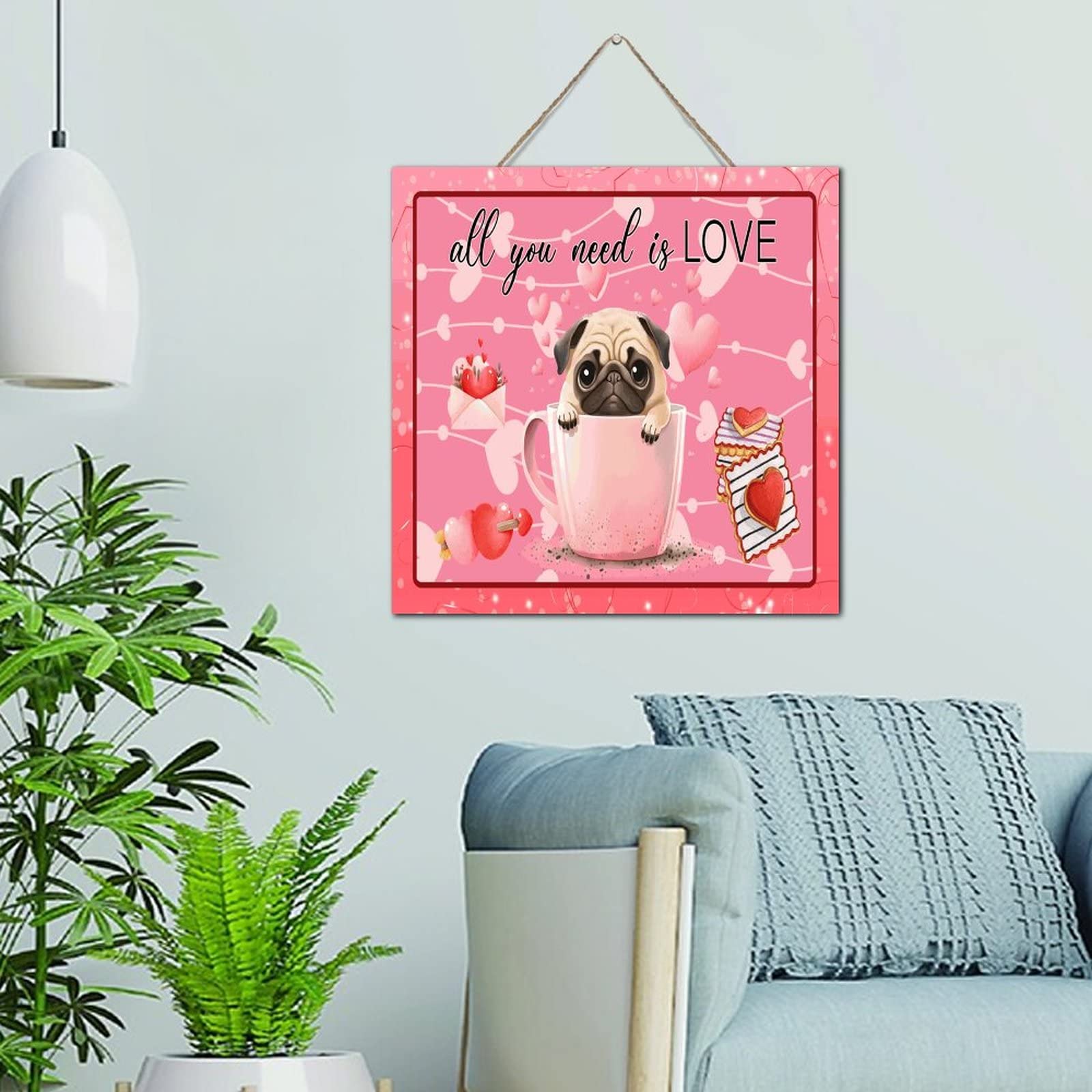 Objet déco bois vintage Carlin style rétro rustique Saint-Valentin - 6