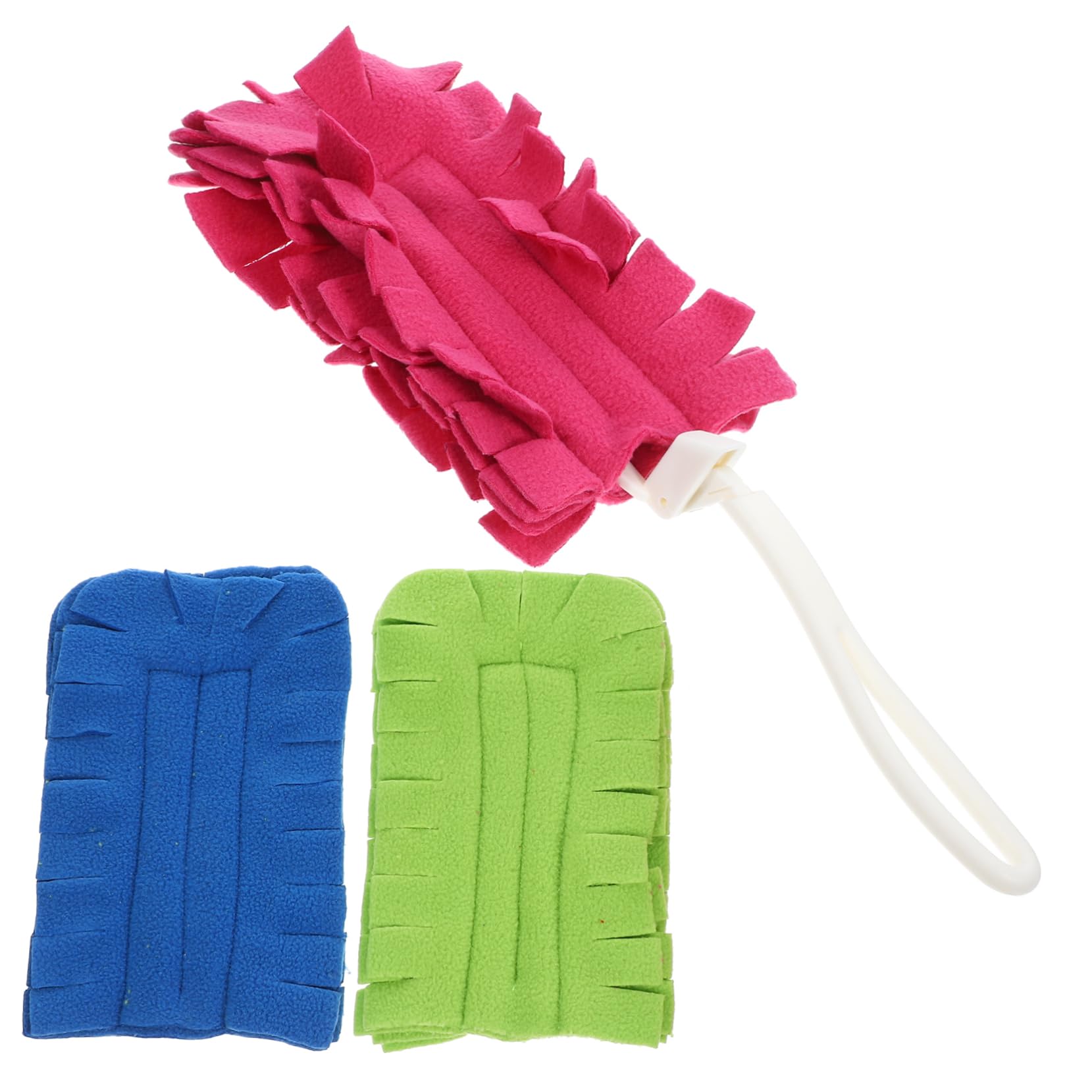 PartyKindom 5juegos Recambios De Plumero De Flanela Reutilizables para Limpieza De Ventiladores De Techo y Suelos Mango Lavables y Eficaces Polvo Colores