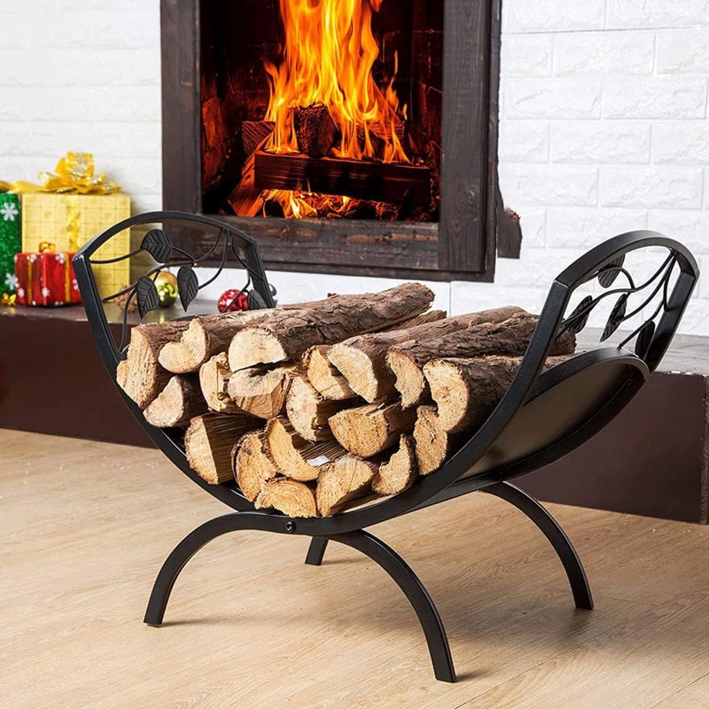 Outdoor Firewood Rack with Medium Heavy Duty Steel Construction Indoor Firewood Holder for Fireplace Decoration and Wood Storage,