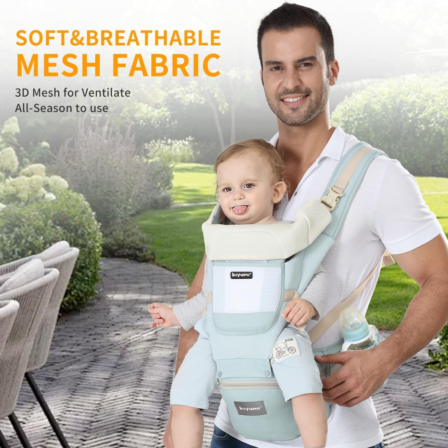 Suptikes Ergonomic Baby Carrier with Hip Seat – 6‑in‑1 Convertible Carrier for Infants & Toddlers (0‑36 Months), Breathable Mesh, Adjustable Straps, Multiple Carrying Positions – Blue 3