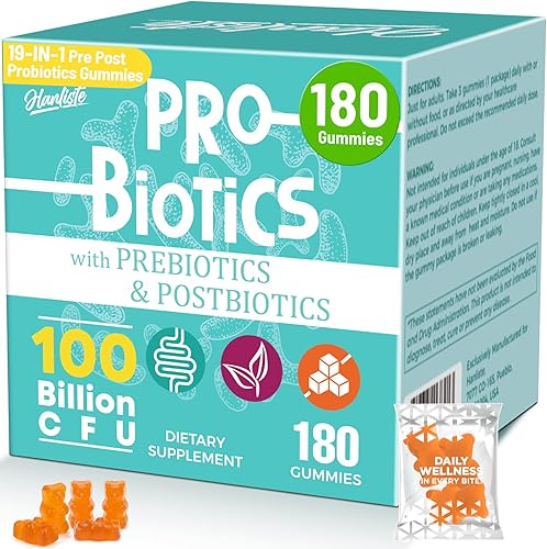 Gomitas probióticas 19 en 1, prebióticos probióticos posbióticos, 100 mil millones de UFC para mujeres y hombres, apoyo inmunitario, intestinal y