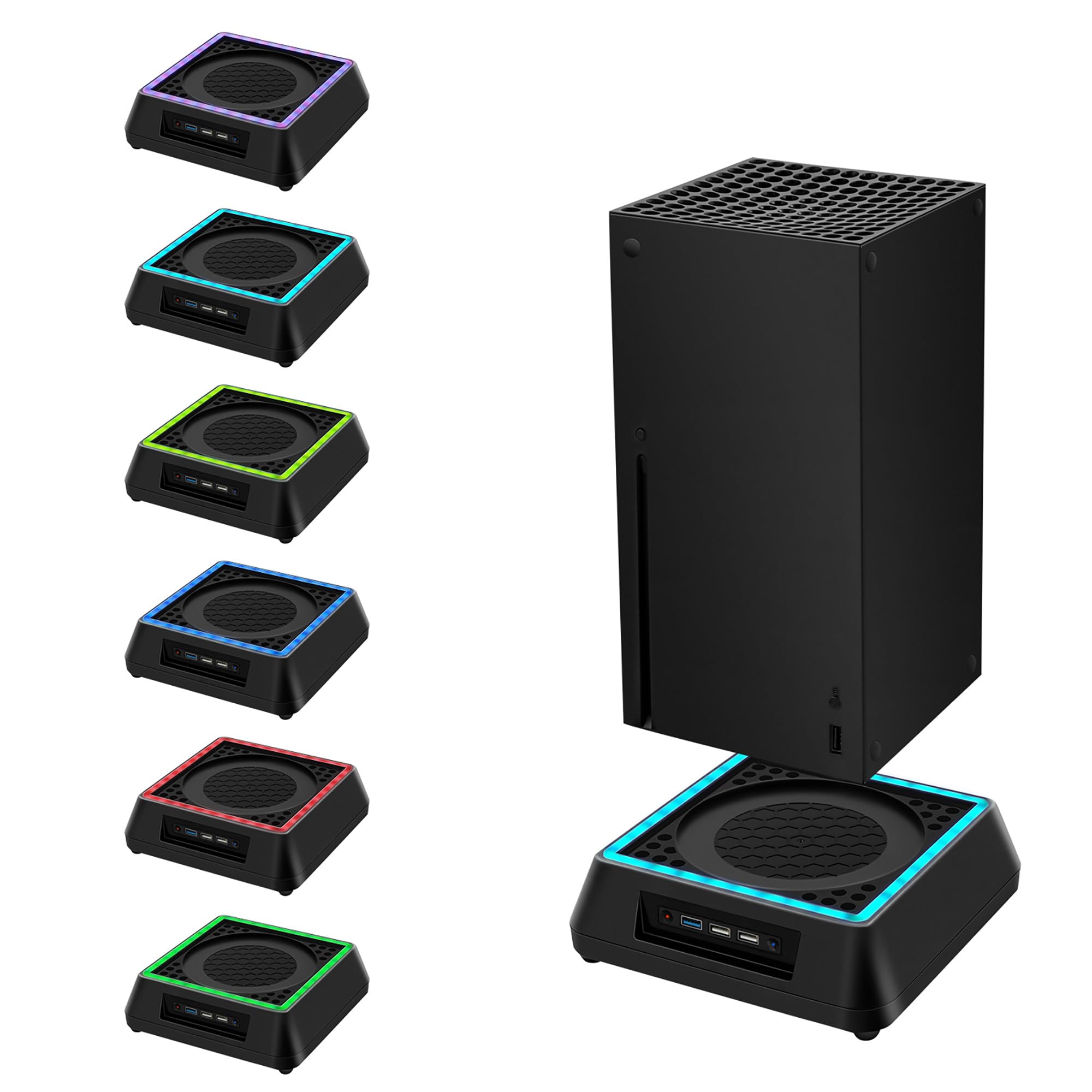 Mcbazel Xbox Series X Soporte de refrigeración con luz RGB/ Función de refrigeración ajustable/ Indicador LED / Puertos USB 3.0 /USB 2.0