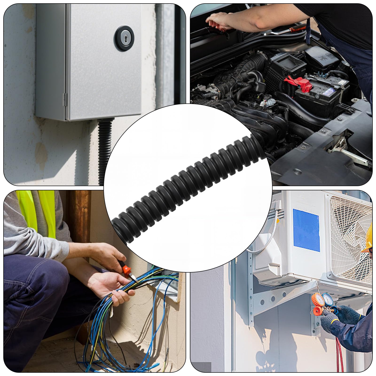 MUKSEUT Tubo corrugado flexible de 25 m, diámetro interior de 20 mm x 25 mm de diámetro exterior, manguera protectora de alambre para tubería de cableado de coche, troncal, cable de electrodomésticos