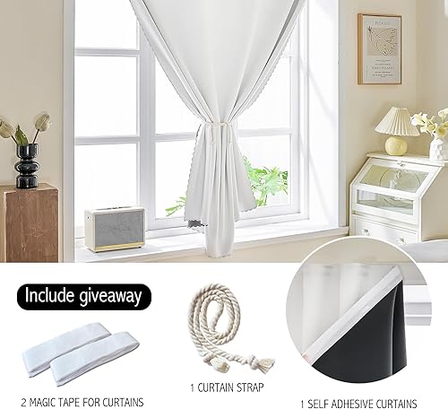 Cortinas autoadhesivas portátiles 100% opacas, simples y fáciles de instalar, para ventana de dormitorio, térmicas, para oscurecer la habitación,