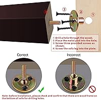Vista 2 de TURSTIN Juego de 8 patas cuadradas de madera maciza de 8 pulgadas para sofá, patas de repuesto para sofá, patas de muebles de mediados de siglo