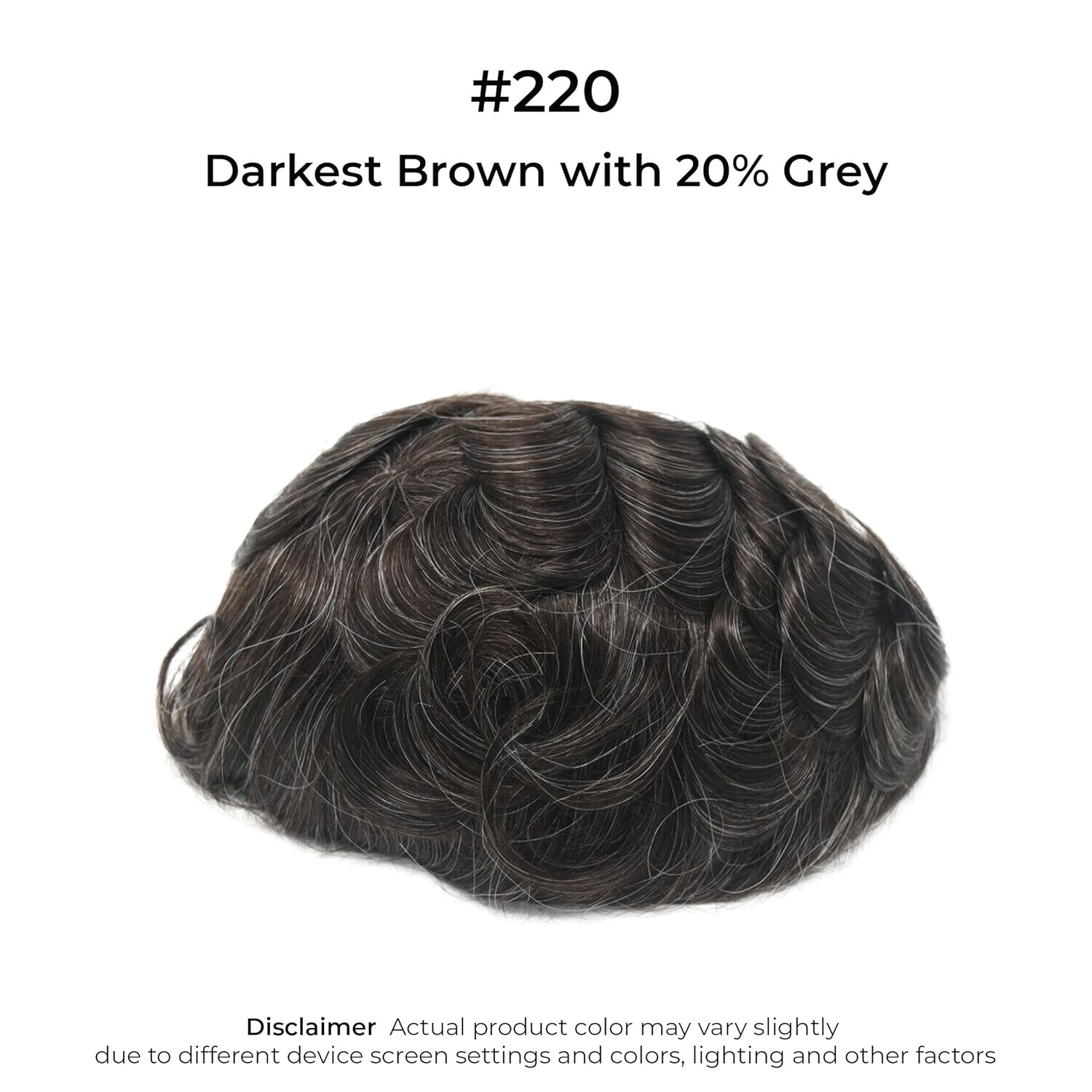 Superhairpieces Men's Toupee Hairpiece NM111 Natural Human Remy Hair 8x10" Hair Wig 0.1mm Thinnest Skin Base Hairpiece All V-looped Invisible handmade 95% High-Density Mens toupee (Darkest Brown + 20% Synthetic Grey Hair)