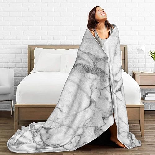 Miniatura 9 de Manta de forro polar de mármol blanco y negro, ultra suave y acogedora, manta decorativa de franela para el hogar, cama, sofá, silla, viaje, 50 x 40