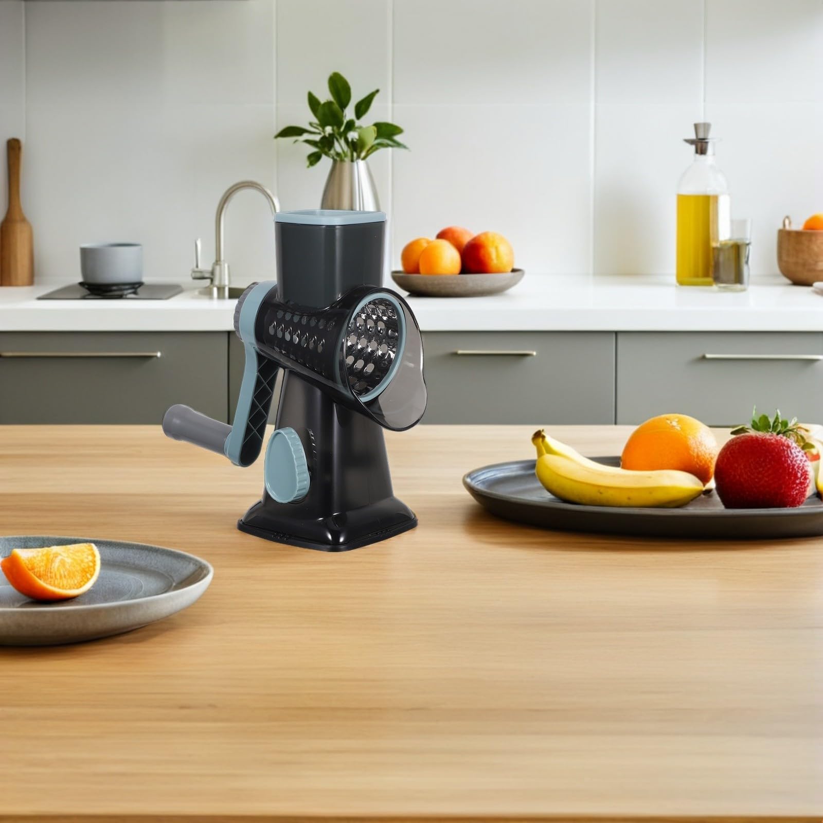 ifundom Rallador Cortador de Verduras Multifuncional Manual con Manivela, Diseño Compacto de Acero Inoxidable para Uso Diario en Cocina Familiar