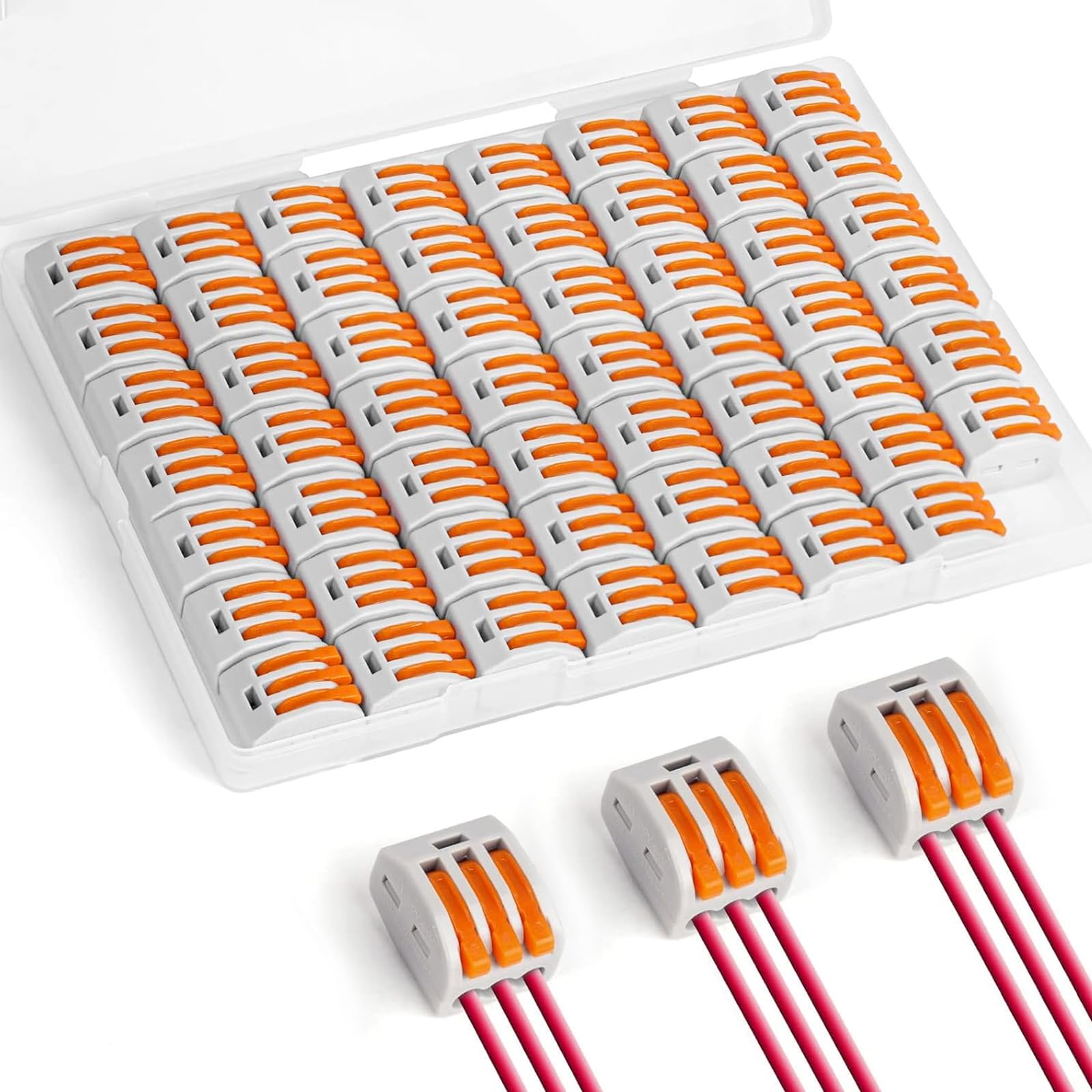 Łączniki kablowe, 60 sztuk zacisków elektrycznych z dźwignią uruchamiającą, zaciski kablowe 4 mm², zaciski łączące, zaciski łączące, zaciski elektryczne, do kabli stałych
