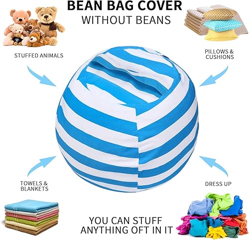 Miniatura 10 de Puf con cremallera para almacenamiento de peluche y organizar habitaciones de niños y adultos, 24pulgadas