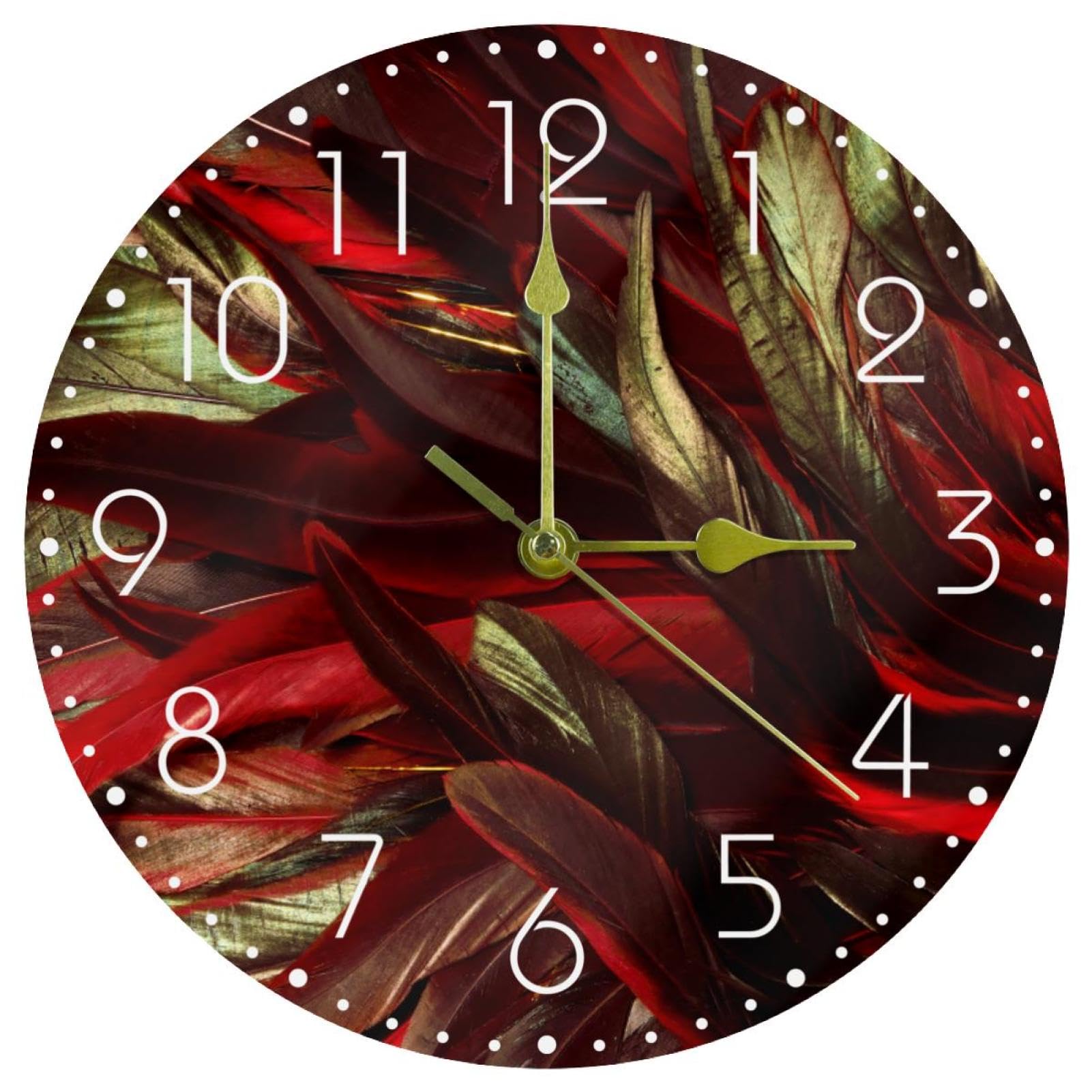 Horloge murale silencieuse en acrylique au design plume raffiné