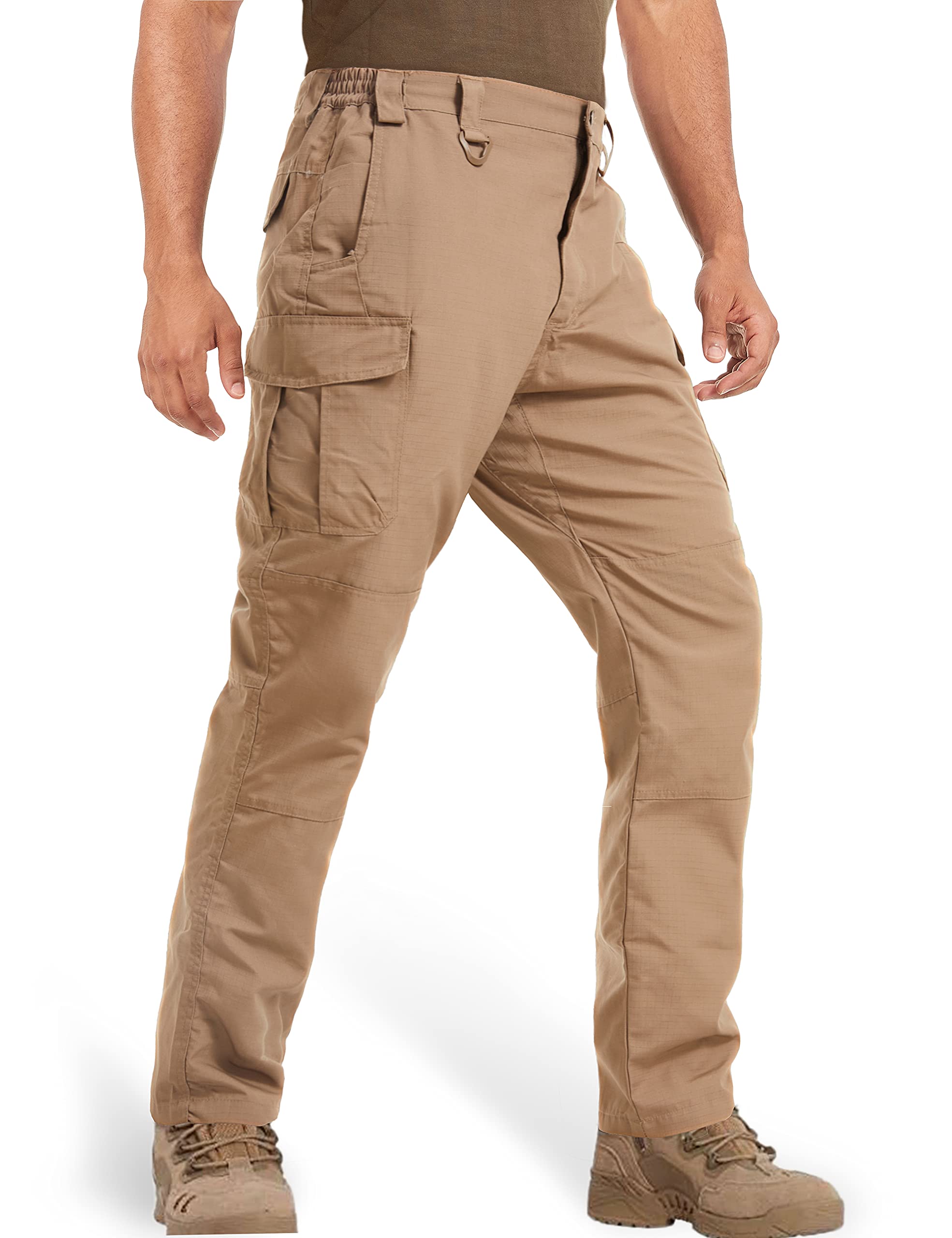 MAGCOMSEN Mens Tactical Pants 9 Pockets Ripstop Water Repellent Cargo Pants for Work Hiking Hunting No Belt