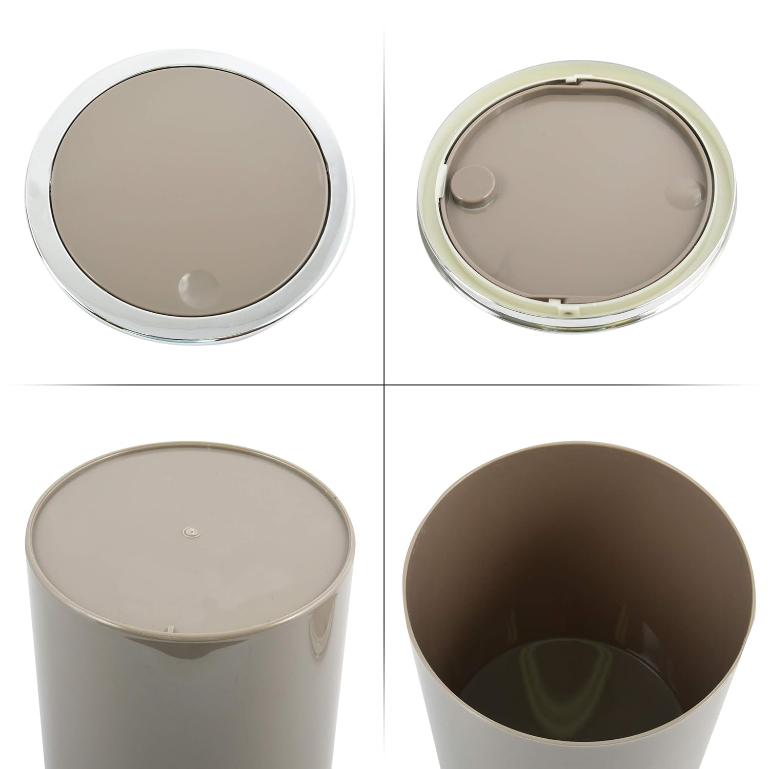 MSV KAMAKA Collection 6 Litre ABS Plastic Rubbish Bin, Brown, Diameter 18.5 x 26 cm