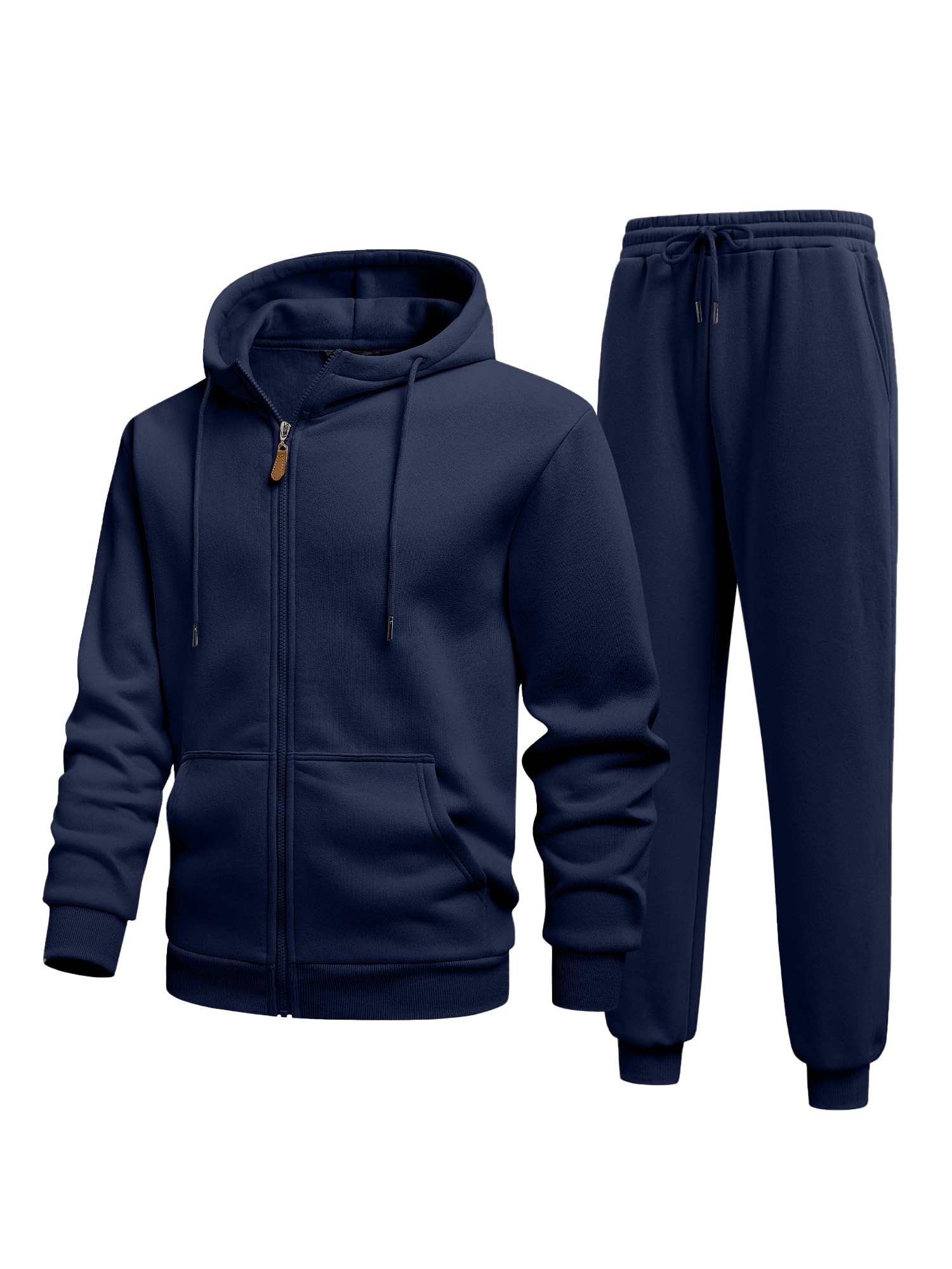 Mens Hoodie Jogger Pants Set Fleece Lined Zip Up Two Piece Tracksuit