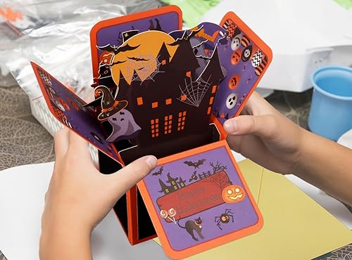 Miniatura 4 de D24TIME Tarjetas desplegables de Halloween para niños, divertidas tarjetas de felicitación de Halloween en 3D con sobres, casa embrujada,
