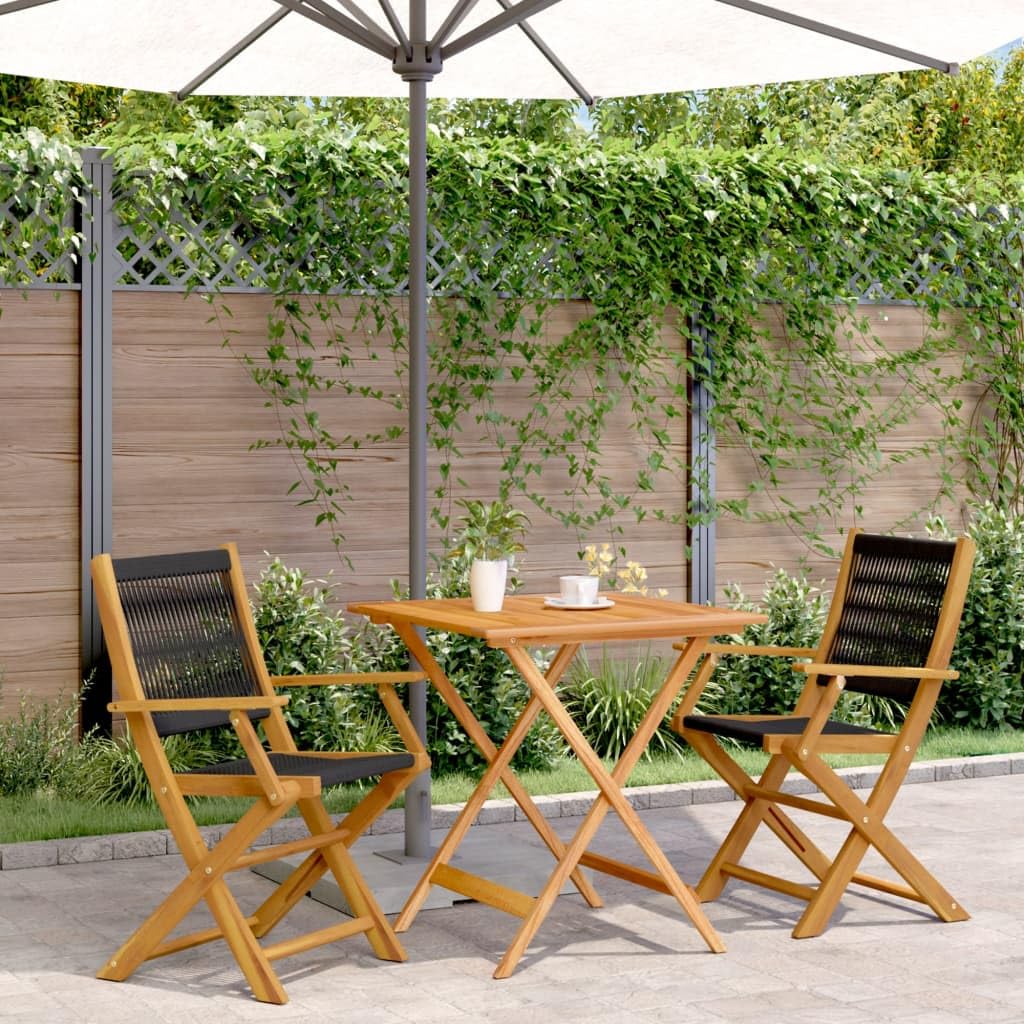 LAPOOH Ensemble de Bistro 3 pcs Noir polypropylène et Bois Massif,Ensemble Bar De Jardin,Ensemble De Bar D'Extérieur,Mobilier De Jardin