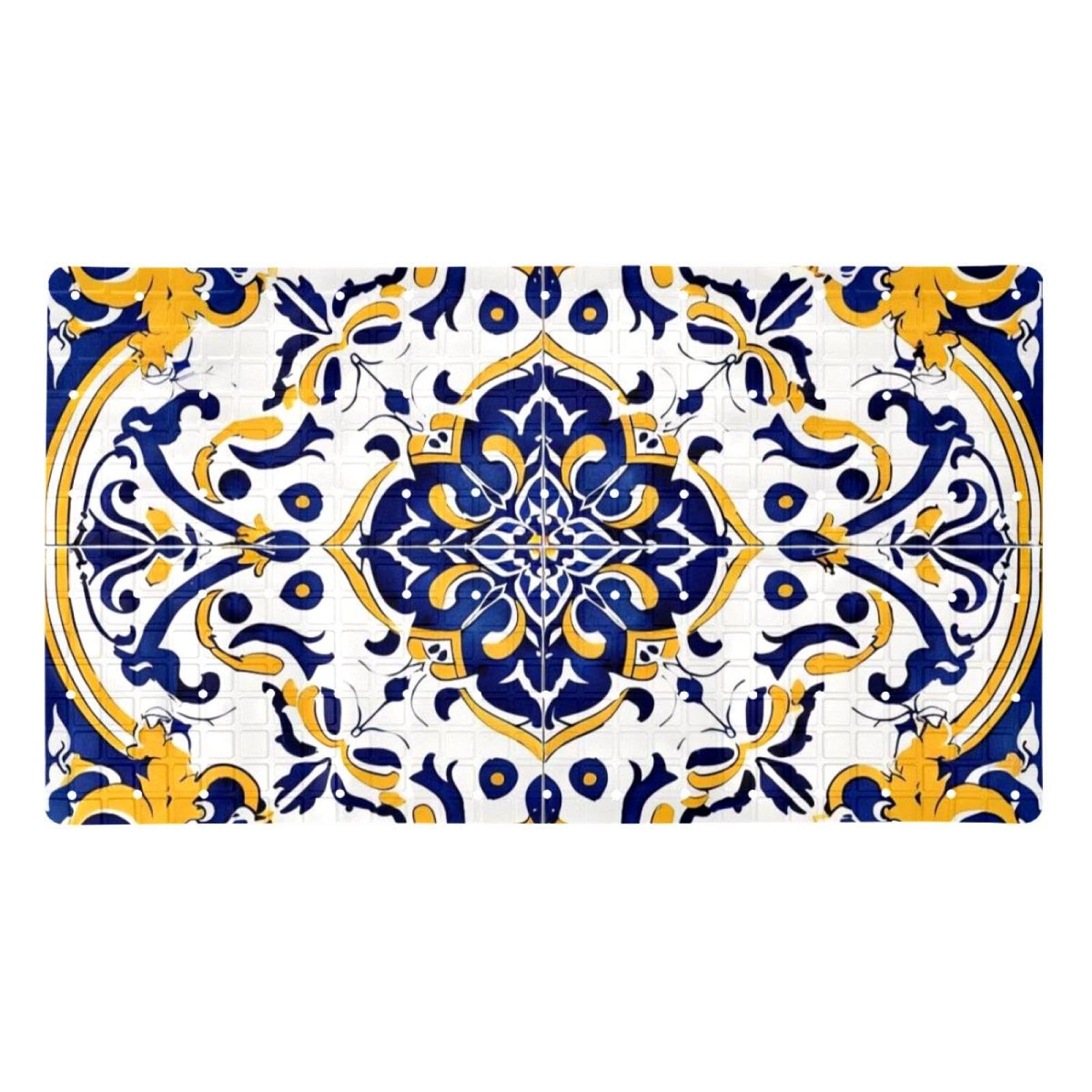 Tapete de baño de mandalas tradicionales para ducha segura de adultos