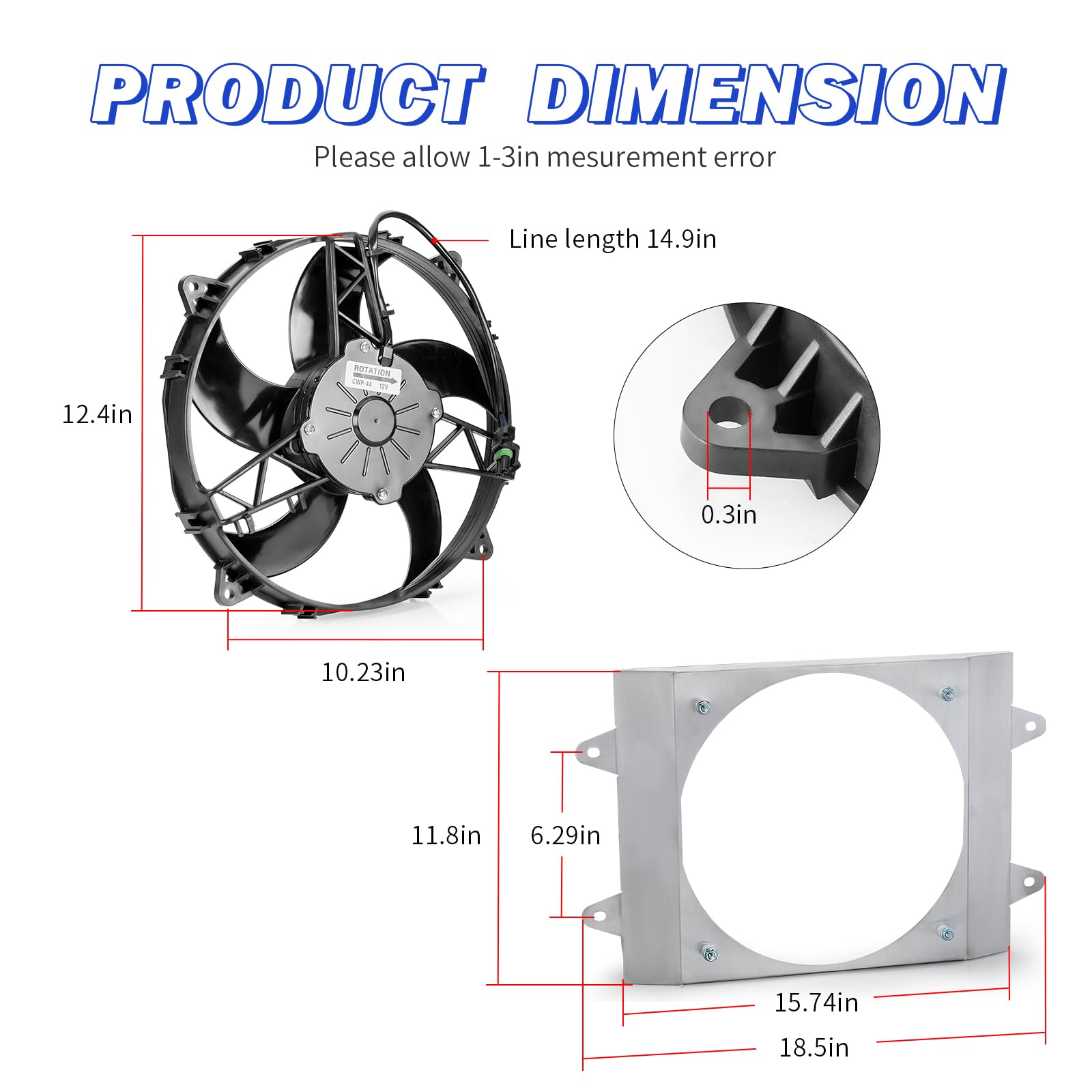 Radiator Cooling Fan Assembly With Shroud For Polaris Ranger 700 800 900 Diesel 2005-2016 Models