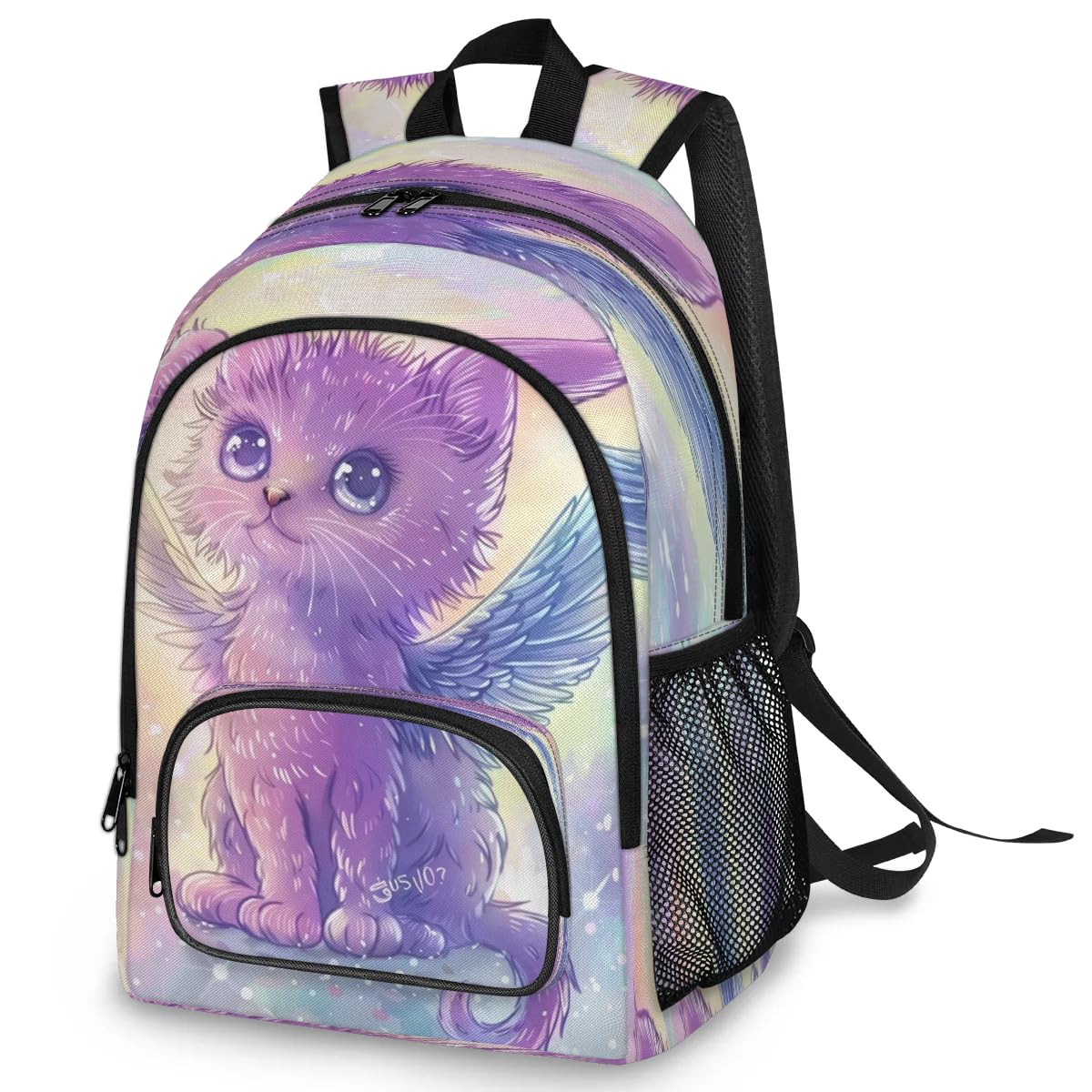 TropicalLife Angel Süße Katzen-Rucksäcke, Mehrzweck-Rucksack für Kinder, Mädchen, Jungen, Männer, Frauen, großer Rucksack, Schule, Büchertasche, lässiger Laptop-Tagesrucksack, farbig, Big