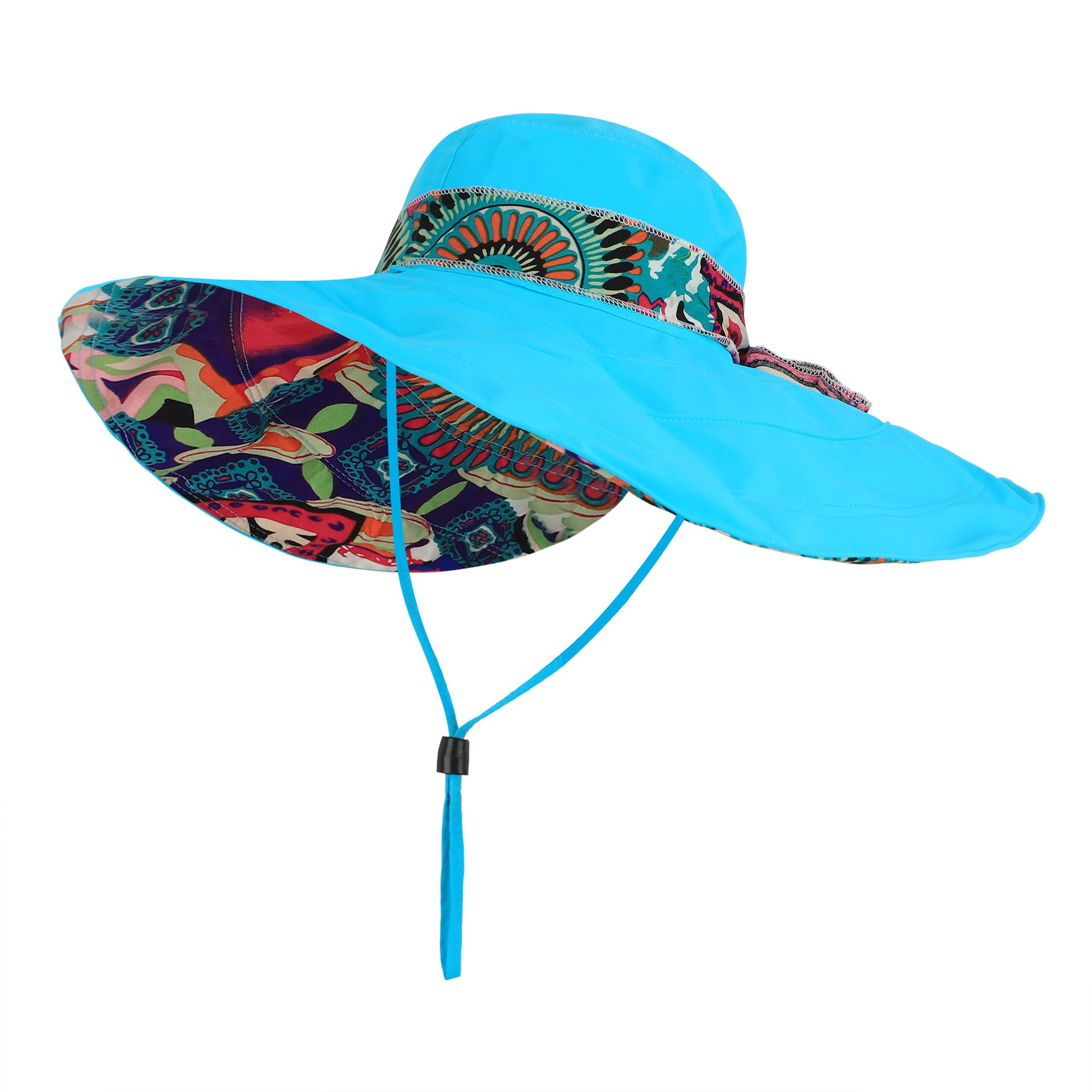 Cappello da donna pieghevole Floppy reversibile da viaggio spiaggia parasole cappello tesa larga UPF 50+