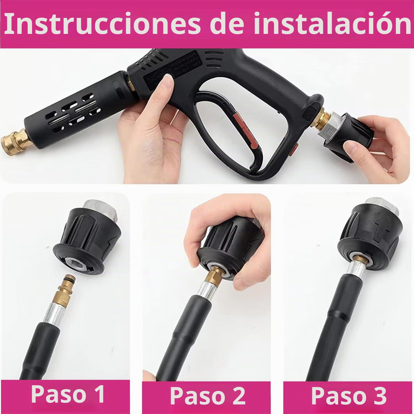 BEAR FORCE Conector de manguera de alta presión de metal de conexión rápida M22-14 mm hasta 280 bar para lavadora a presión Lavor Vax, limpieza de coche