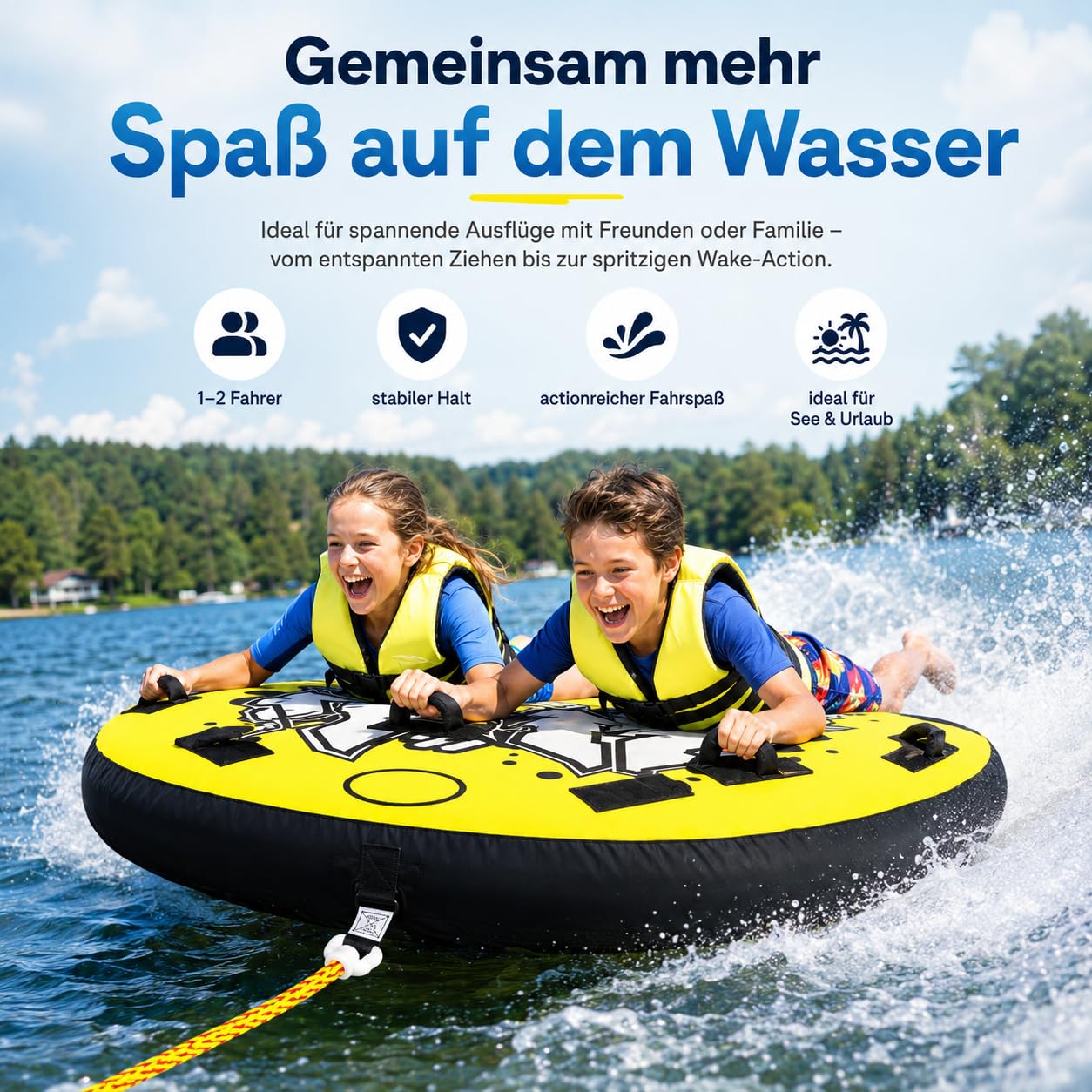 Aufblasbares Schlauchboot für 1-2 Personen – Robustes Freizeitboot mit vorderem Schlepppunkt