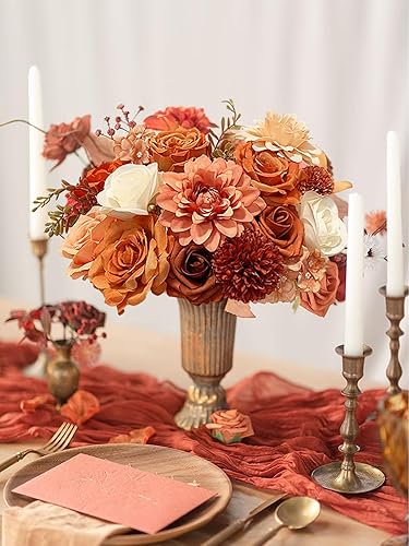 Vista 278 de White Rose Artificial Flowers Fake Flower Bulk with Stems for DIY Wedding Bouquet Bridal Baby Shower Centerpiece Table Decorations Silk Faux Floral