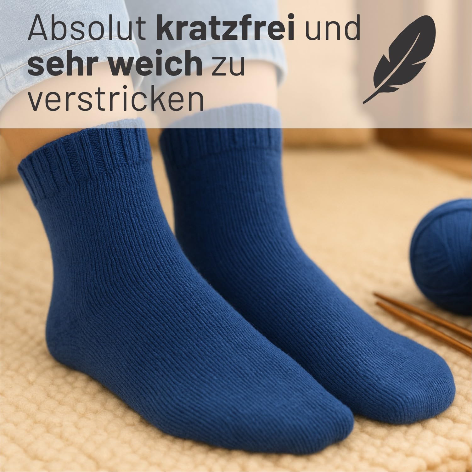 HANSA-FARM |alpacare 75% waschbare Baby Alpaka Socks 224g Set (2 x 112g) Sockenwolle kratzfreie Wolle zum Stricken & Häkeln - CF245 Jeansblau