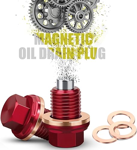 Miniatura 4 de Tapón magnético de drenaje de aceite M12 x 1.5 7075 de aluminio CNC con juntas de arandela de aplastamiento de repuesto para BMW Benz